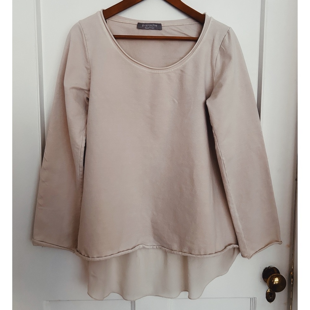 Women’s Pistache Top with a Semi Sheer, Lightweight Back Size M/L